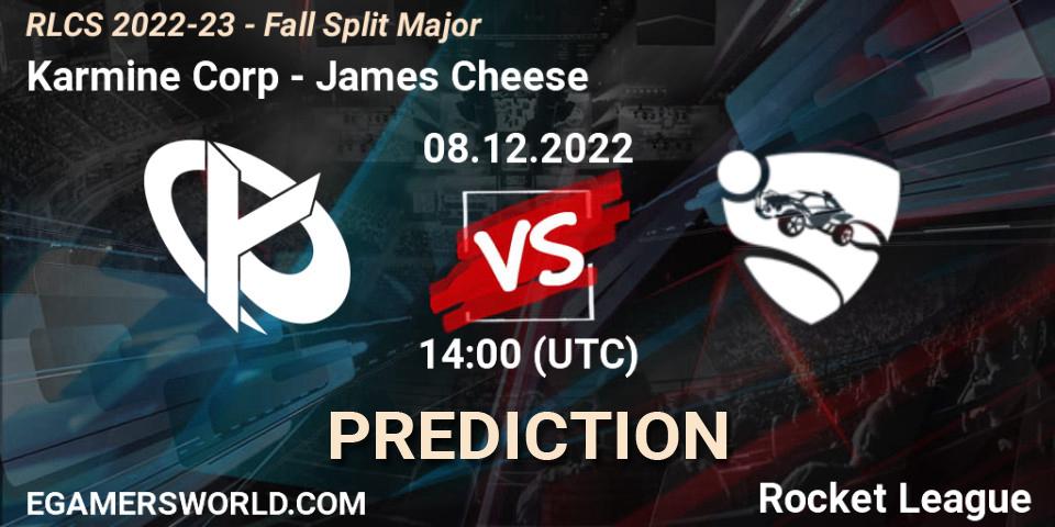 Prognoza Karmine Corp - James Cheese. 08.12.2022 at 13:30, Rocket League, RLCS 2022-23 - Fall Split Major