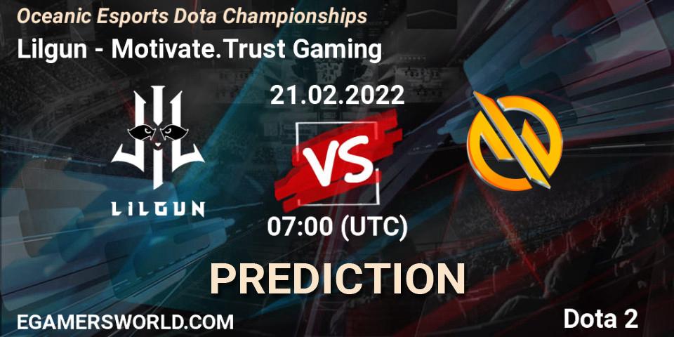 Prognoza Lilgun - Motivate.Trust Gaming. 21.02.2022 at 07:14, Dota 2, Oceanic Esports Dota Championships
