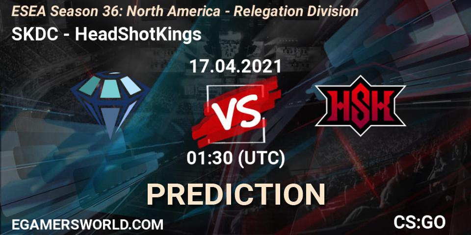 Prognoza SKDC - HeadShotKings. 17.04.2021 at 01:30, Counter-Strike (CS2), ESEA Season 36: North America - Relegation Division