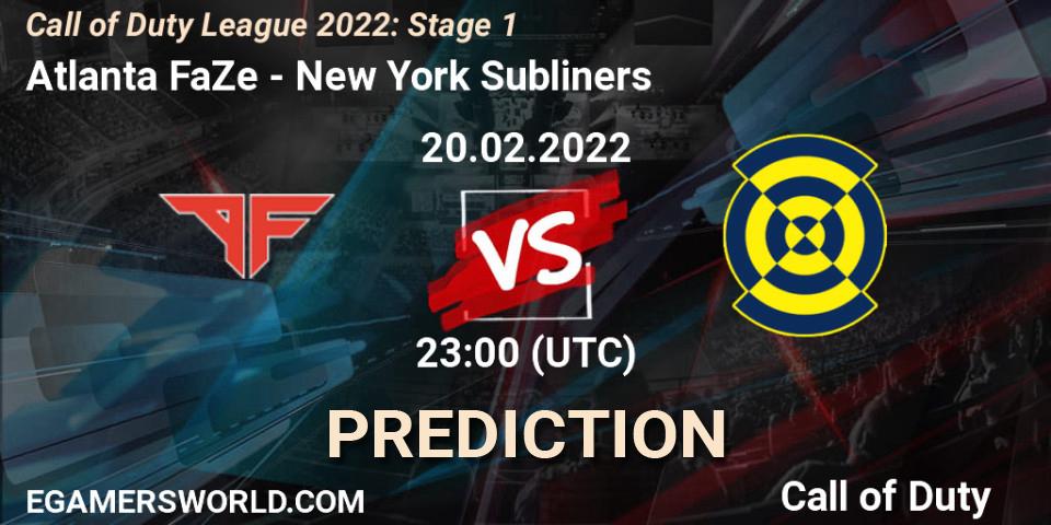 Prognoza Atlanta FaZe - New York Subliners. 20.02.2022 at 23:00, Call of Duty, Call of Duty League 2022: Stage 1