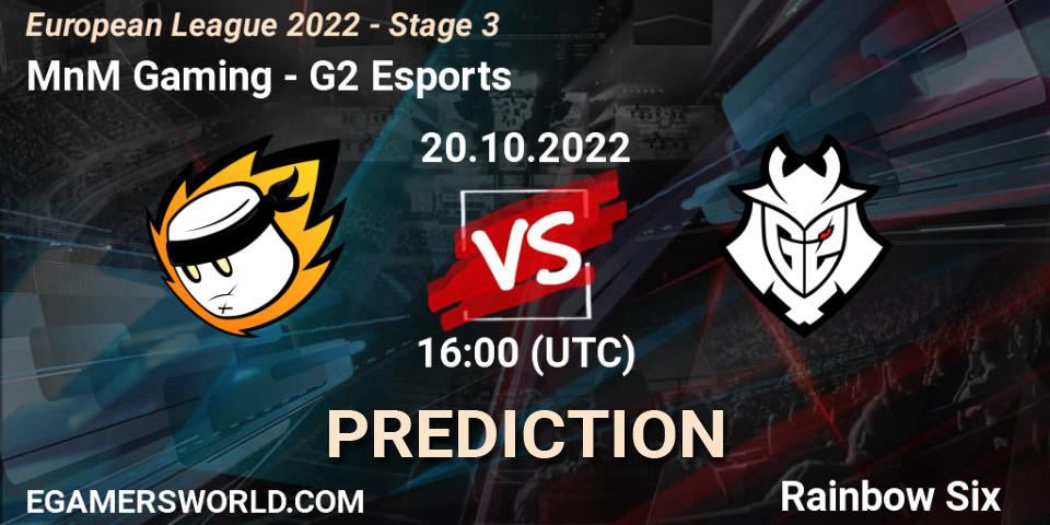 Prognoza MnM Gaming - G2 Esports. 20.10.22, Rainbow Six, European League 2022 - Stage 3