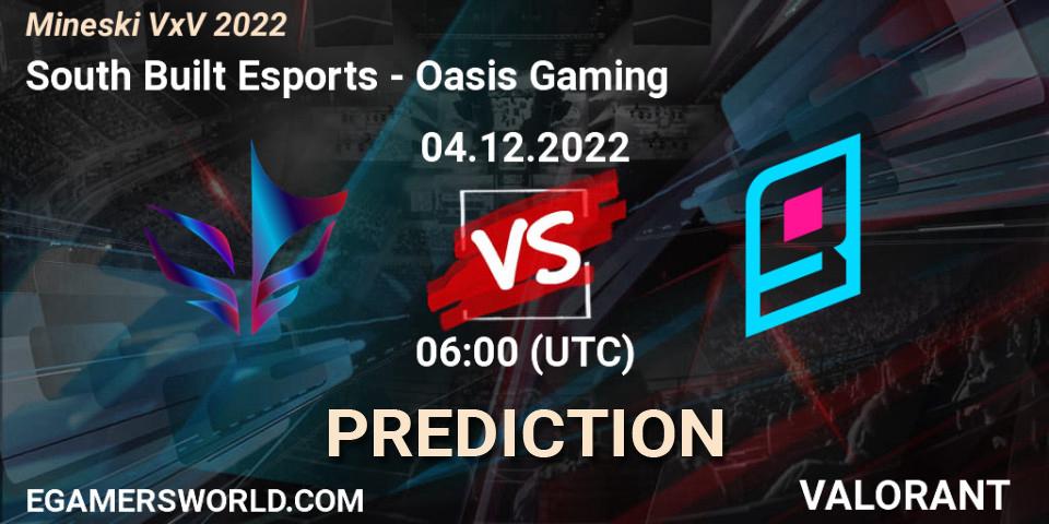 Prognoza South Built Esports - Oasis Gaming. 04.12.2022 at 06:00, VALORANT, Mineski VxV 2022
