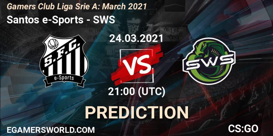 Prognoza Santos e-Sports - SWS. 24.03.2021 at 21:00, Counter-Strike (CS2), Gamers Club Liga Série A: March 2021