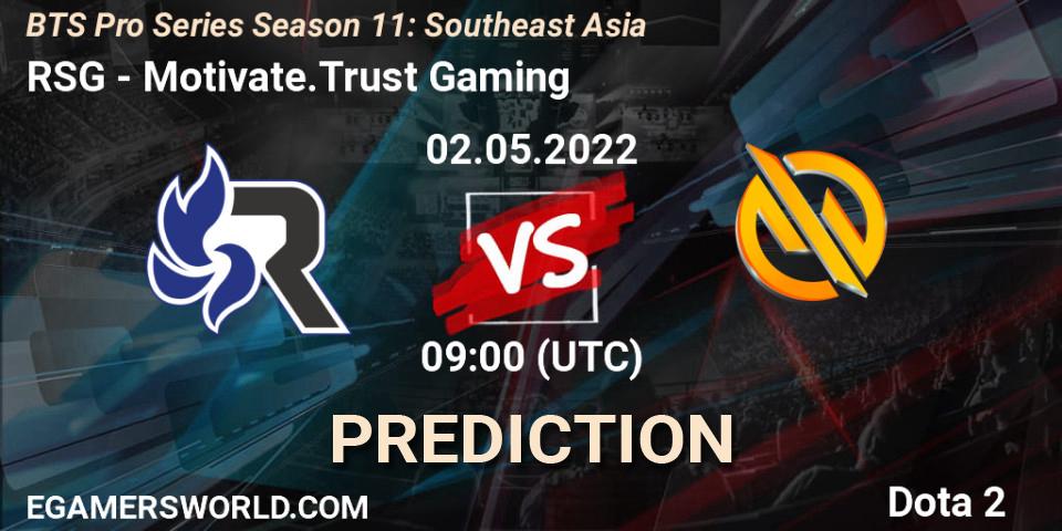 Prognoza RSG - Motivate.Trust Gaming. 07.05.2022 at 09:03, Dota 2, BTS Pro Series Season 11: Southeast Asia