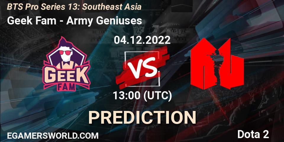 Prognoza Geek Fam - Army Geniuses. 04.12.22, Dota 2, BTS Pro Series 13: Southeast Asia