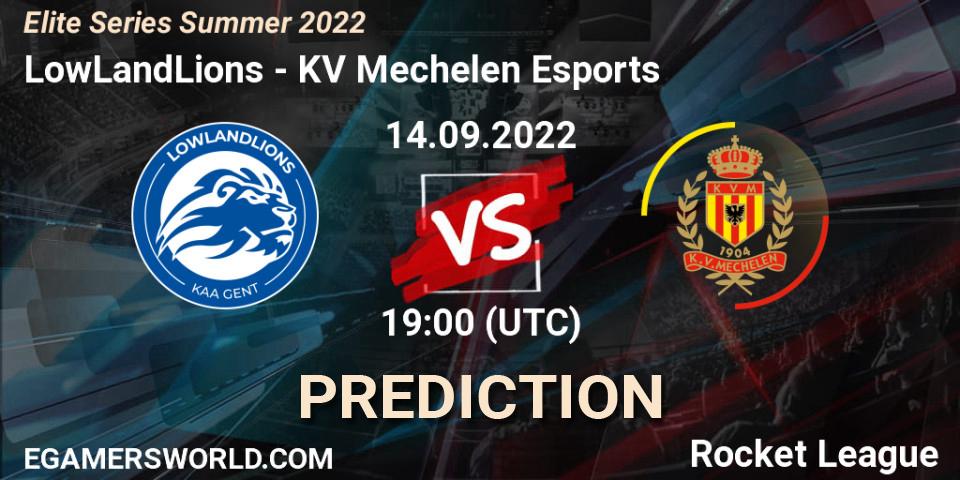 Prognoza LowLandLions - KV Mechelen Esports. 14.09.2022 at 19:00, Rocket League, Elite Series Summer 2022