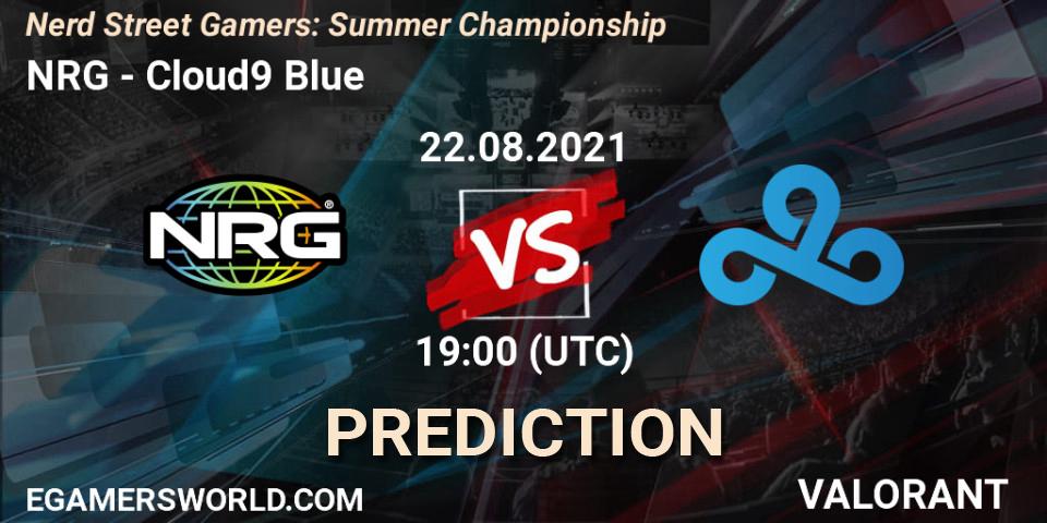 Prognoza NRG - Cloud9 Blue. 22.08.2021 at 19:00, VALORANT, Nerd Street Gamers: Summer Championship