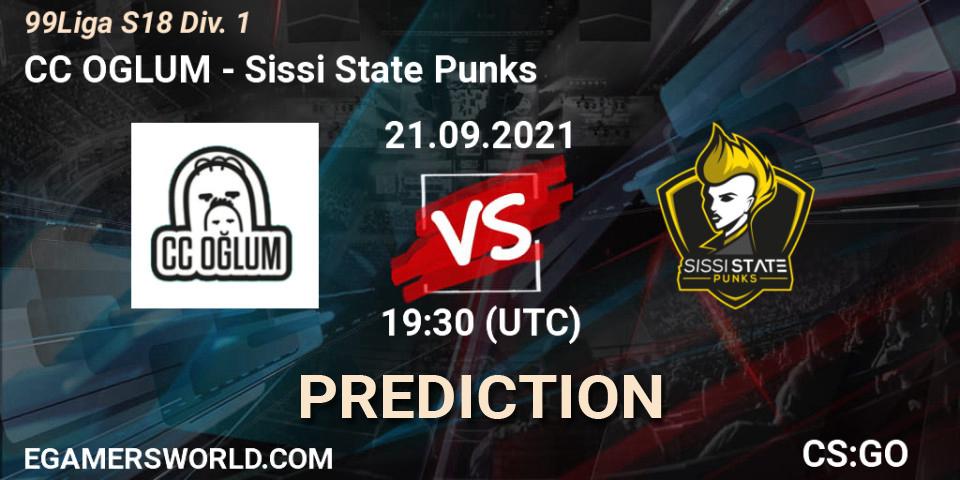 Prognoza CC OGLUM - Sissi State Punks. 13.10.2021 at 17:00, Counter-Strike (CS2), 99Liga S18 Div. 1