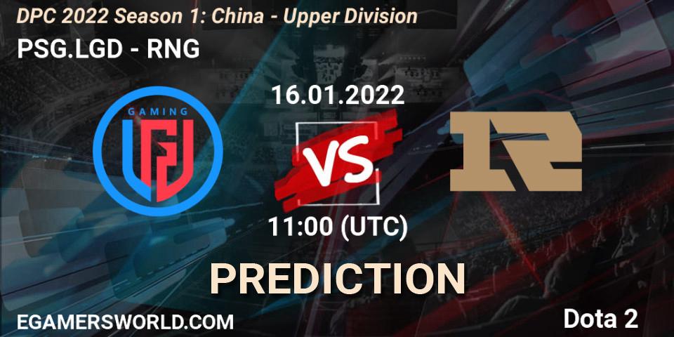 Prognoza PSG.LGD - RNG. 16.01.22, Dota 2, DPC 2022 Season 1: China - Upper Division