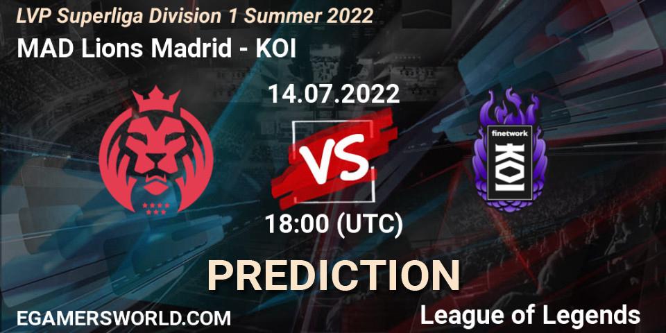 Prognoza MAD Lions Madrid - KOI. 14.07.22, LoL, LVP Superliga Division 1 Summer 2022