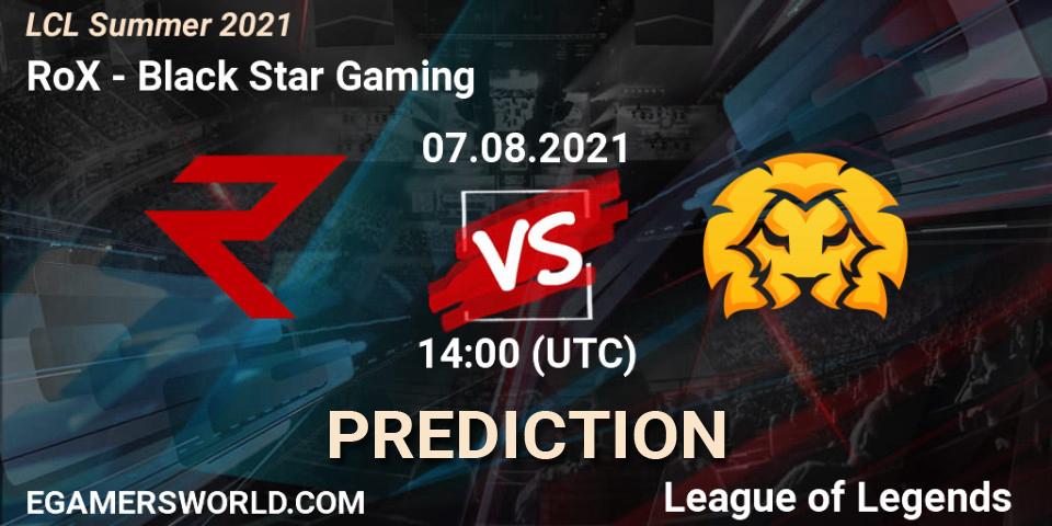 Prognoza RoX - Black Star Gaming. 07.08.21, LoL, LCL Summer 2021