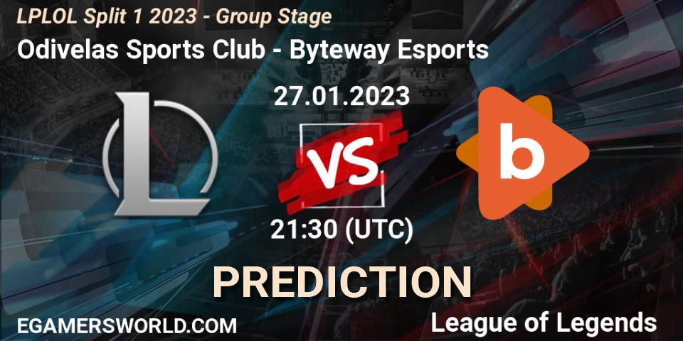 Prognoza Odivelas Sports Club - Byteway Esports. 27.01.23, LoL, LPLOL Split 1 2023 - Group Stage
