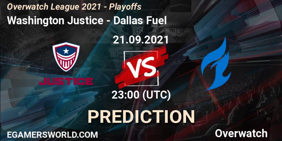 Prognoza Washington Justice - Dallas Fuel. 21.09.2021 at 23:00, Overwatch, Overwatch League 2021 - Playoffs
