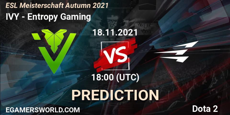 Prognoza IVY - Entropy Gaming. 18.11.2021 at 18:08, Dota 2, ESL Meisterschaft Autumn 2021