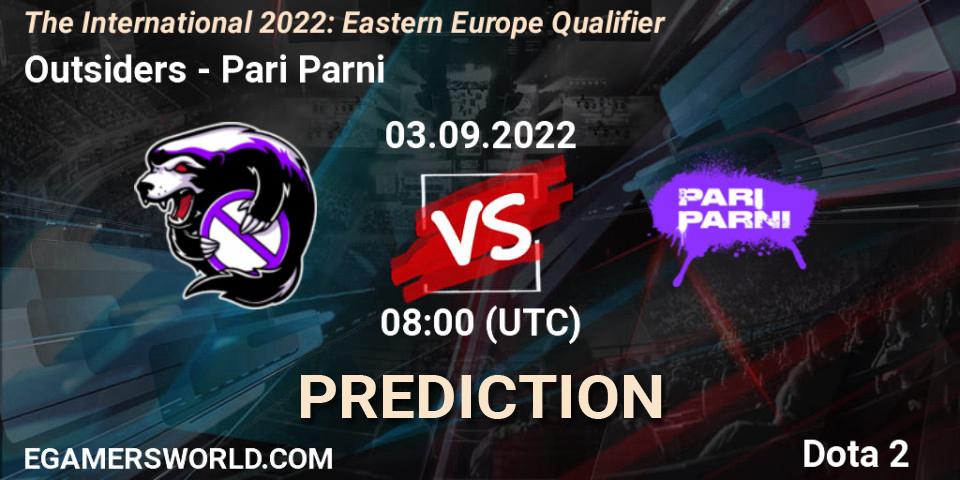 Prognoza Outsiders - Pari Parni. 03.09.2022 at 08:30, Dota 2, The International 2022: Eastern Europe Qualifier