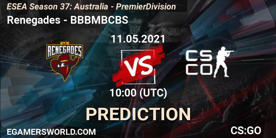 Prognoza Renegades - BBBMBCBS. 11.05.2021 at 10:00, Counter-Strike (CS2), ESEA Season 37: Australia - Premier Division