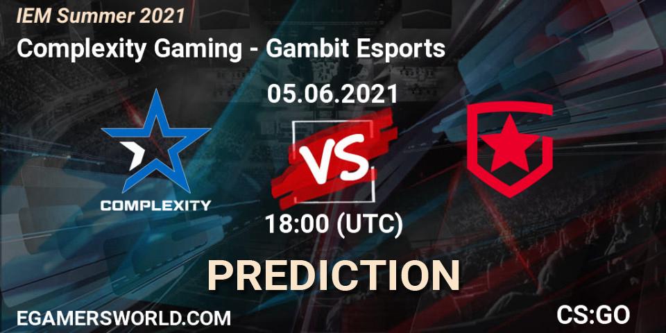 Prognoza Complexity Gaming - Gambit Esports. 05.06.2021 at 19:10, Counter-Strike (CS2), IEM Summer 2021