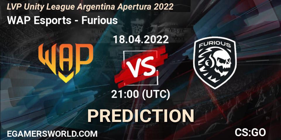 Prognoza WAP Esports - Furious. 27.04.2022 at 21:00, Counter-Strike (CS2), LVP Unity League Argentina Apertura 2022