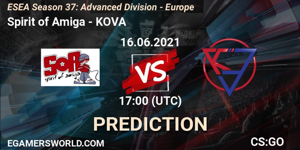 Prognoza Spirit of Amiga - KOVA. 16.06.2021 at 17:00, Counter-Strike (CS2), ESEA Season 37: Advanced Division - Europe