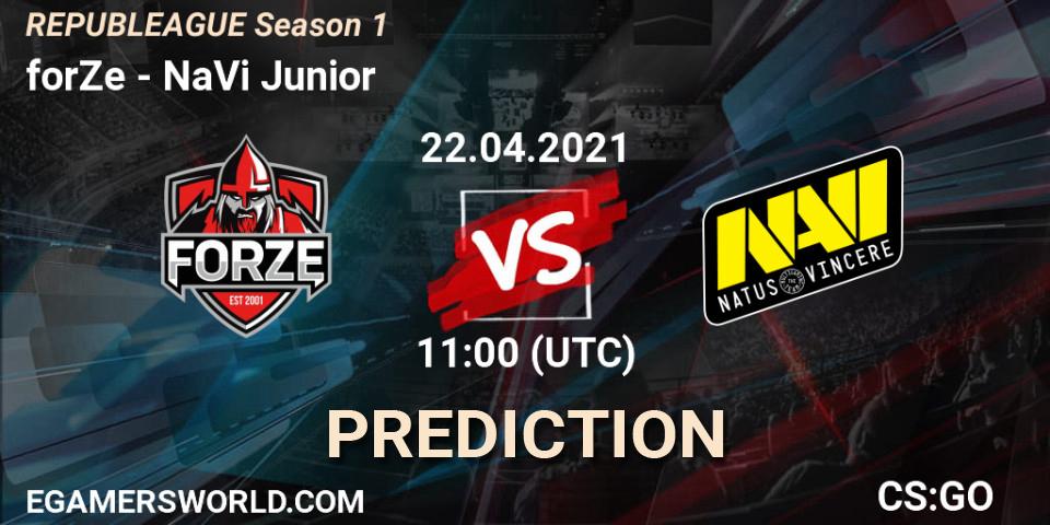 Prognoza forZe - NaVi Junior. 22.04.2021 at 11:00, Counter-Strike (CS2), REPUBLEAGUE Season 1