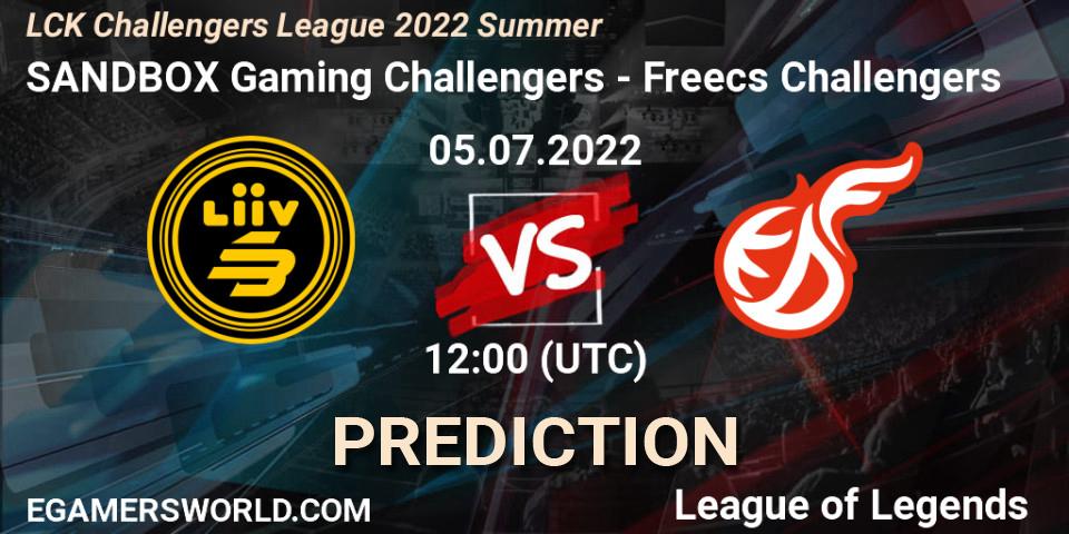 Prognoza SANDBOX Gaming Challengers - Freecs Challengers. 05.07.22, LoL, LCK Challengers League 2022 Summer