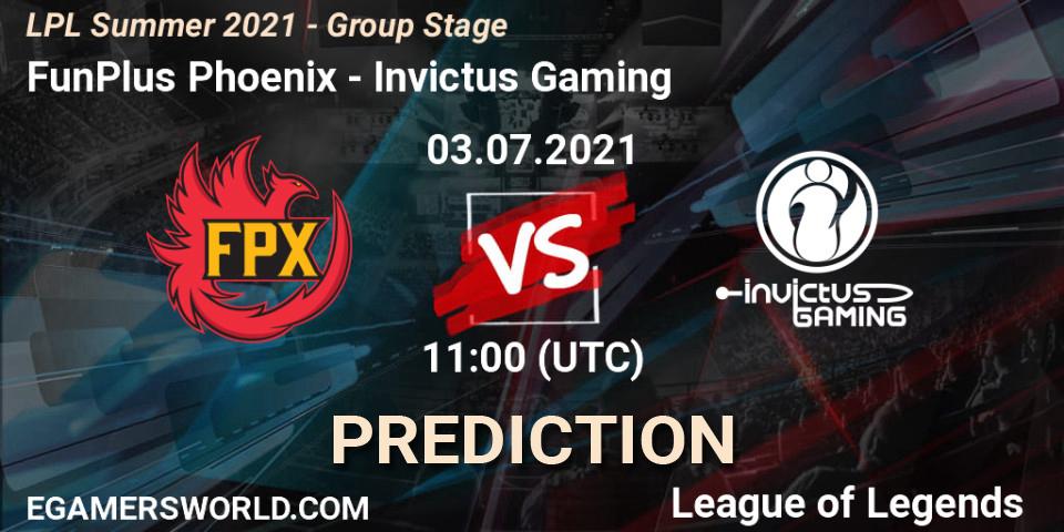 Prognoza FunPlus Phoenix - Invictus Gaming. 03.07.21, LoL, LPL Summer 2021 - Group Stage