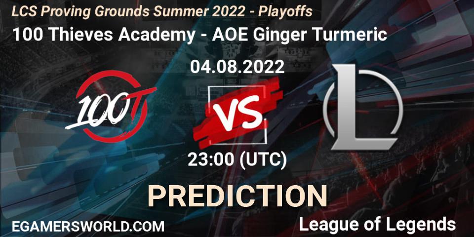 Prognoza 100 Thieves Academy - AOE Ginger Turmeric. 04.08.2022 at 22:00, LoL, LCS Proving Grounds Summer 2022 - Playoffs