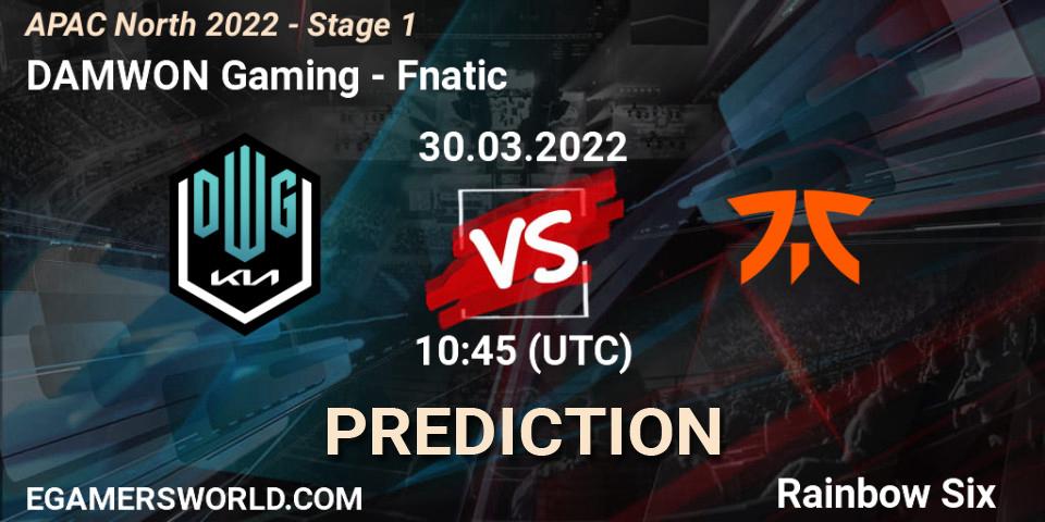 Prognoza DAMWON Gaming - Fnatic. 30.03.2022 at 10:45, Rainbow Six, APAC North 2022 - Stage 1