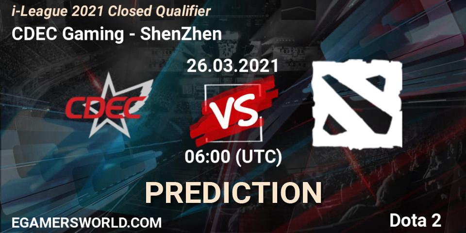 Prognoza CDEC Gaming - ShenZhen. 26.03.2021 at 05:57, Dota 2, i-League 2021 Closed Qualifier
