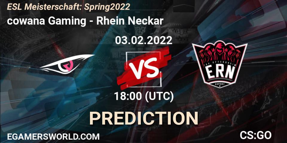 Prognoza cowana Gaming - Rhein Neckar. 03.02.2022 at 18:00, Counter-Strike (CS2), ESL Meisterschaft: Spring 2022