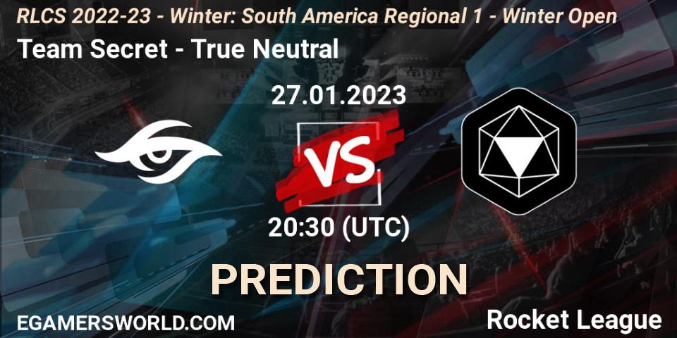 Prognoza Team Secret - True Neutral. 27.01.2023 at 20:30, Rocket League, RLCS 2022-23 - Winter: South America Regional 1 - Winter Open