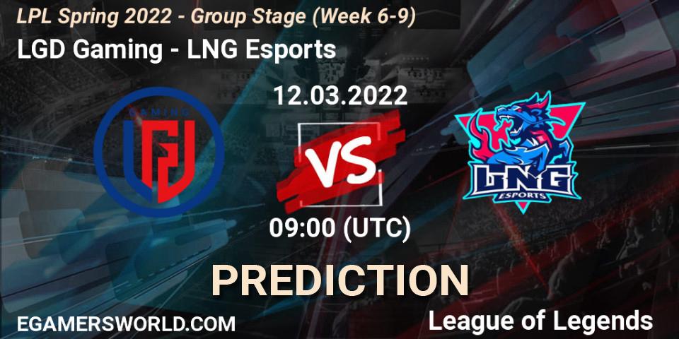 Prognoza LGD Gaming - LNG Esports. 12.03.2022 at 09:00, LoL, LPL Spring 2022 - Group Stage (Week 6-9)