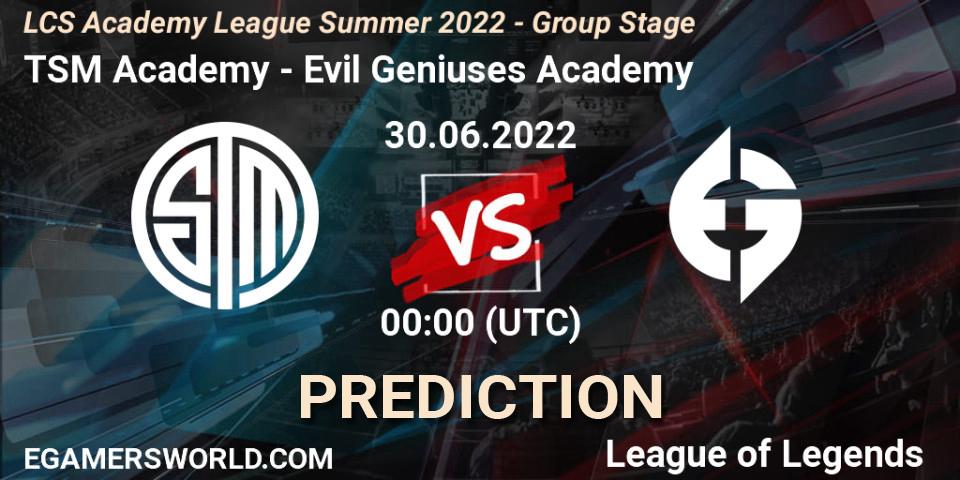 Prognoza TSM Academy - Evil Geniuses Academy. 30.06.2022 at 00:00, LoL, LCS Academy League Summer 2022 - Group Stage