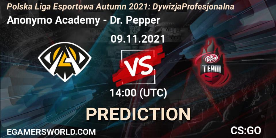 Prognoza Anonymo Academy - Dr. Pepper. 09.11.2021 at 20:20, Counter-Strike (CS2), Polska Liga Esportowa Autumn 2021: Dywizja Profesjonalna