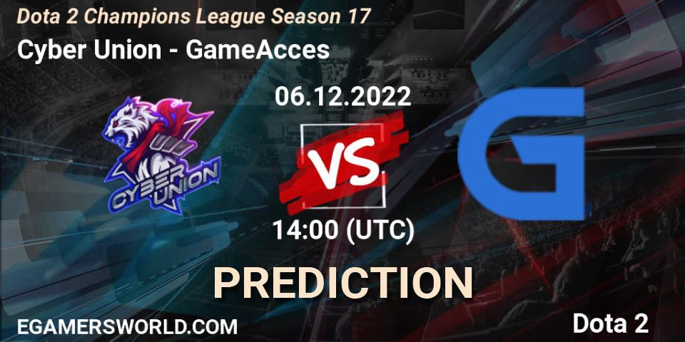 Prognoza Cyber Union - GameAcces. 06.12.22, Dota 2, Dota 2 Champions League Season 17
