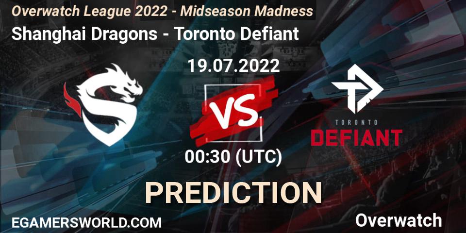 Prognoza Shanghai Dragons - Toronto Defiant. 19.07.2022 at 03:00, Overwatch, Overwatch League 2022 - Midseason Madness
