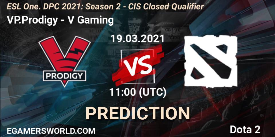 Prognoza VP.Prodigy - V Gaming. 19.03.2021 at 11:00, Dota 2, ESL One. DPC 2021: Season 2 - CIS Closed Qualifier