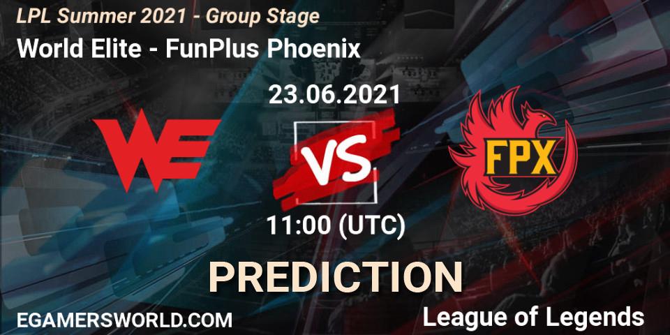 Prognoza World Elite - FunPlus Phoenix. 23.06.2021 at 11:40, LoL, LPL Summer 2021 - Group Stage