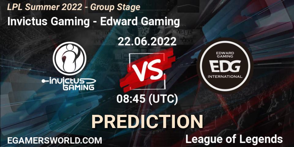 Prognoza Invictus Gaming - Edward Gaming. 22.06.22, LoL, LPL Summer 2022 - Group Stage