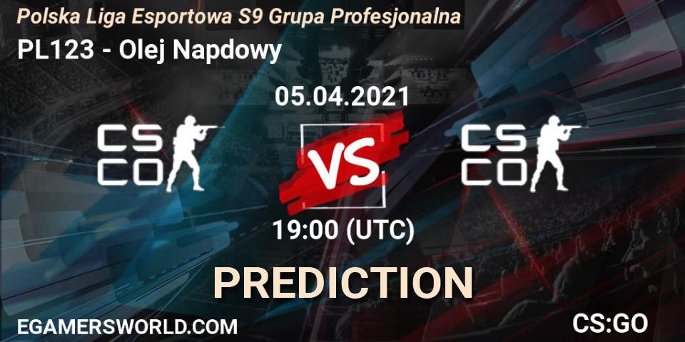 Prognoza PL123 - Olej Napędowy. 05.04.2021 at 19:00, Counter-Strike (CS2), Polska Liga Esportowa S9 Grupa Profesjonalna