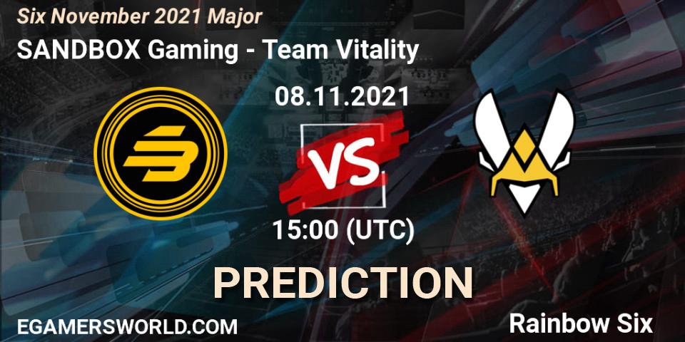 Prognoza Team Vitality - SANDBOX Gaming. 10.11.21, Rainbow Six, Six Sweden Major 2021