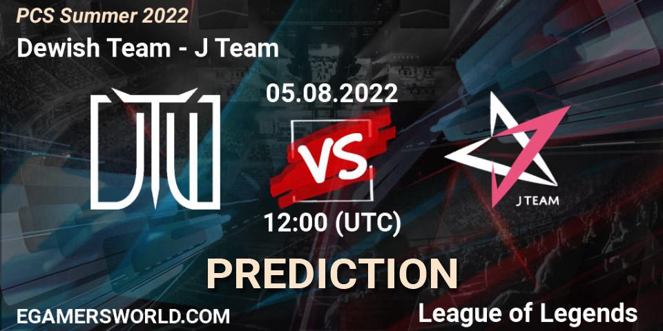 Prognoza Dewish Team - J Team. 04.08.2022 at 12:00, LoL, PCS Summer 2022