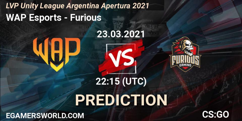 Prognoza WAP Esports - Furious. 23.03.2021 at 22:15, Counter-Strike (CS2), LVP Unity League Argentina Apertura 2021