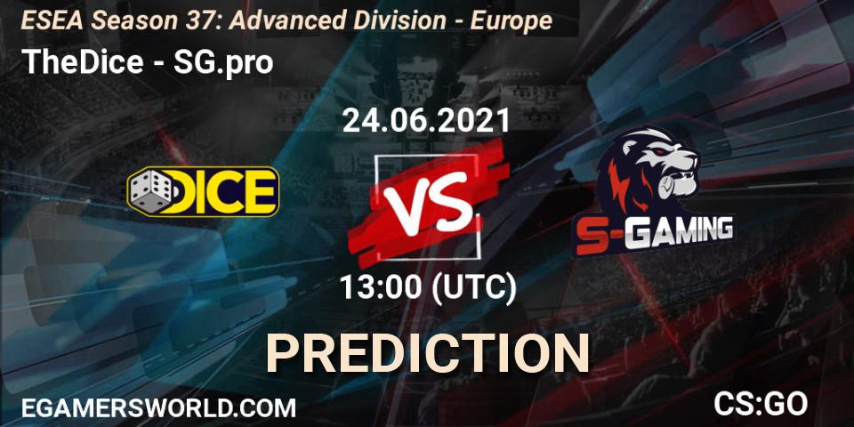 Prognoza TheDice - SG.pro. 24.06.2021 at 13:00, Counter-Strike (CS2), ESEA Season 37: Advanced Division - Europe