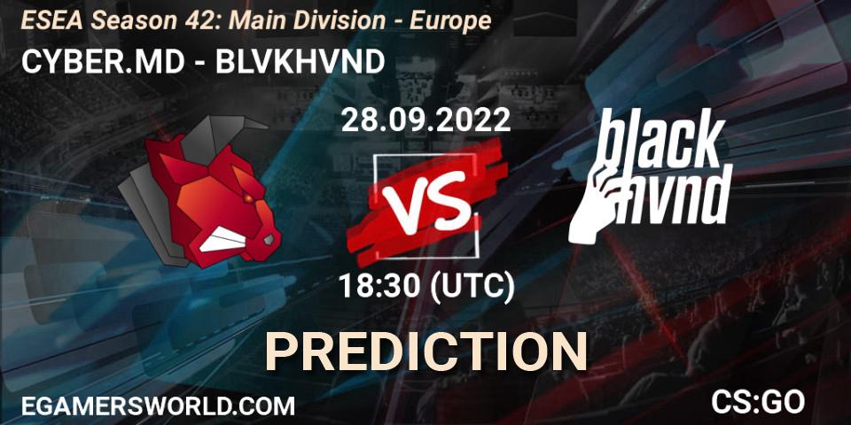 Prognoza CYBER.MD - BLVKHVND. 28.09.2022 at 18:30, Counter-Strike (CS2), ESEA Season 42: Main Division - Europe