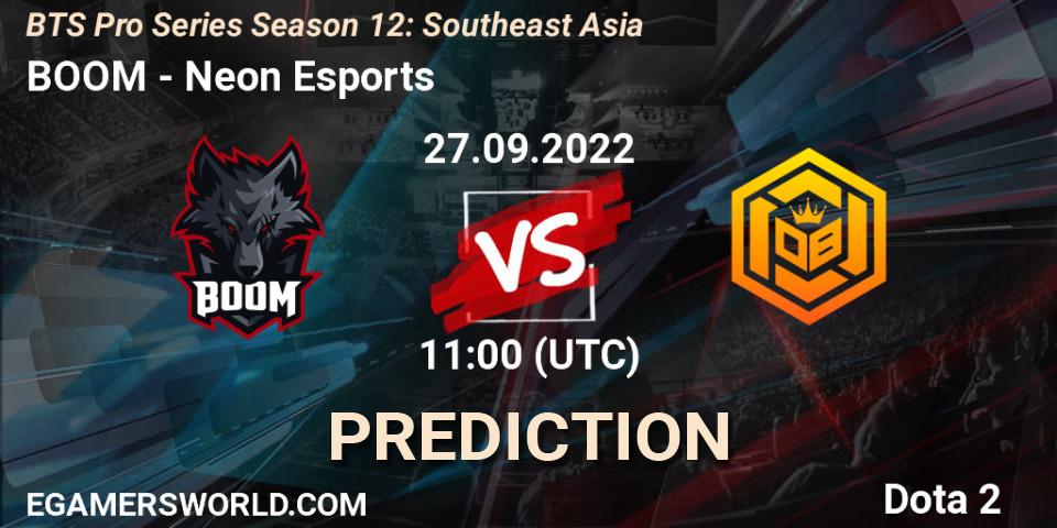 Prognoza BOOM - Neon Esports. 27.09.22, Dota 2, BTS Pro Series Season 12: Southeast Asia