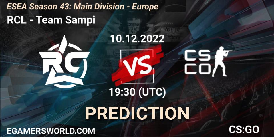 Prognoza RCL - Team Sampi. 10.12.2022 at 19:30, Counter-Strike (CS2), ESEA Season 43: Main Division - Europe