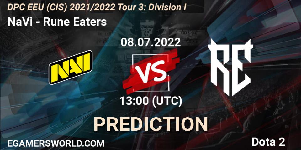 Prognoza NaVi - Rune Eaters. 08.07.22, Dota 2, DPC EEU (CIS) 2021/2022 Tour 3: Division I