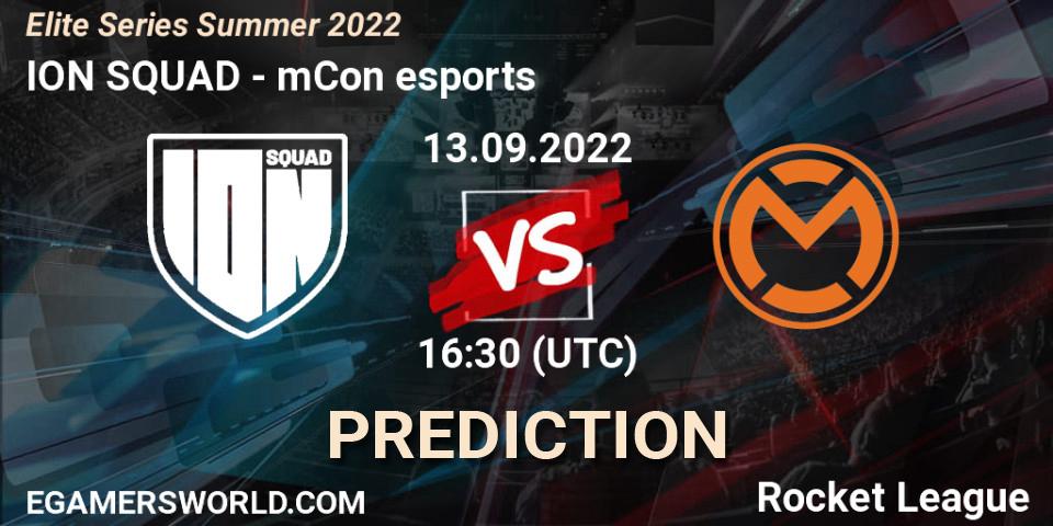Prognoza ION SQUAD - mCon esports. 13.09.2022 at 16:30, Rocket League, Elite Series Summer 2022