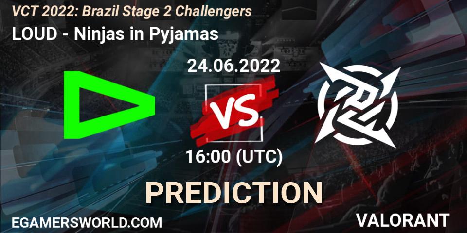 Prognoza LOUD - Ninjas in Pyjamas. 24.06.2022 at 16:15, VALORANT, VCT 2022: Brazil Stage 2 Challengers